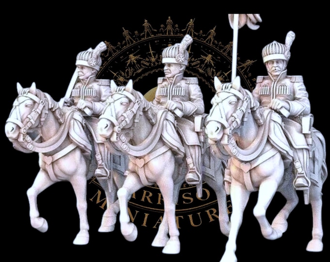 Napoleonic Grand Duchy Warsaw Krakusi Light Cavalry Command, 28mm 1/56
