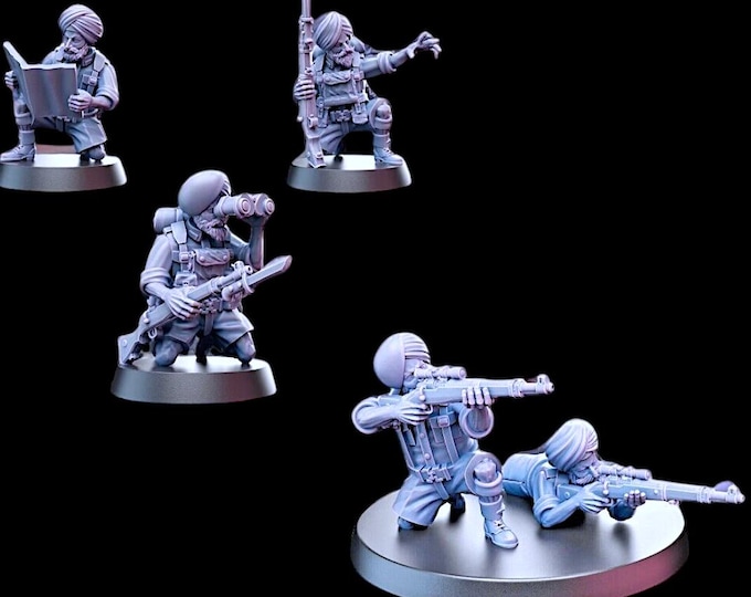 WWII Indian Sikh Snipers & Forward Observers 28mm 1/56 Wargames and Collectors Figures by Kyoushuneko for Garrison Miniatures