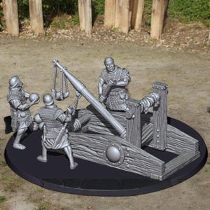 Roman Onager Siege Machine and Crew  - Saga Carthage 28mm 1/56 Unpainted Wargames and Collectors Figures by RW for Garrison Miniatures