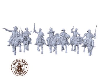 HO Scale Wild West 1/87 Unpainted Resin Mounted Bounty Hunters Miniatures Train Layout