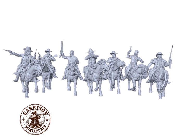 HO Scale Wild West 1/87 Unpainted Resin Mounted Bounty Hunters Miniatures Train Layout