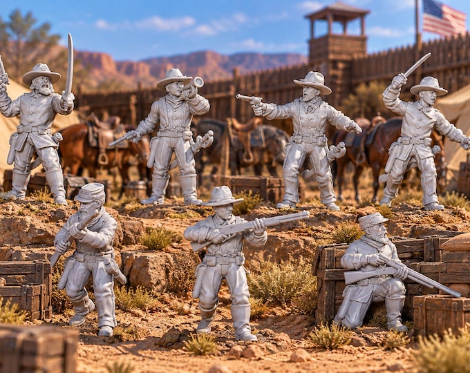 HO Scale Wild West 1/87 Unpainted Resin 7th Cavalry Miniatures Figures Train Layout