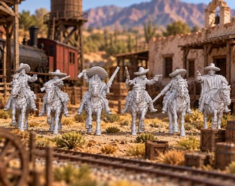 HO Scale Wild West 1/87 Unpainted Resin Mounted Mexican Bandits Miniatures Train Layout