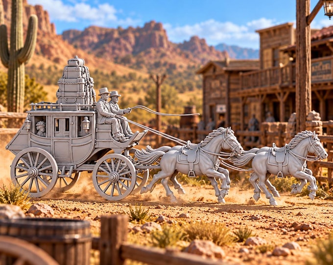 HO Scale Wild West 1/87 Unpainted Resin Stagecoach Miniature Train Layout