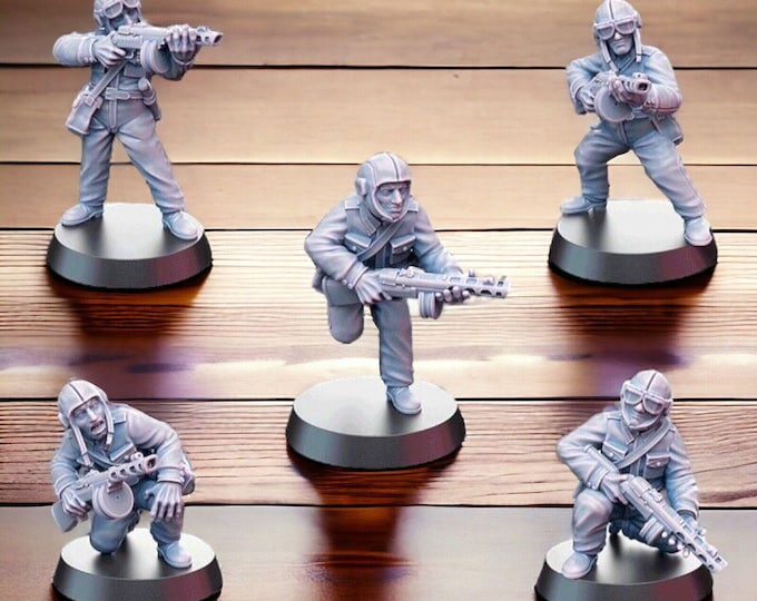 WW2 Soviet Paratroops with SMGs 5X Ideal Bolt Action 28mm 1/56 Wargames & Collectors Figures by Kyoushuneko for Garrison Miniatures