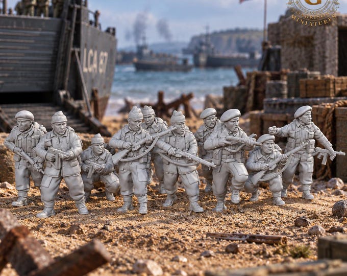 British Royal Marine Commandos X10 28mm & 20mm WW2 Unpainted Resin Wargame Figures