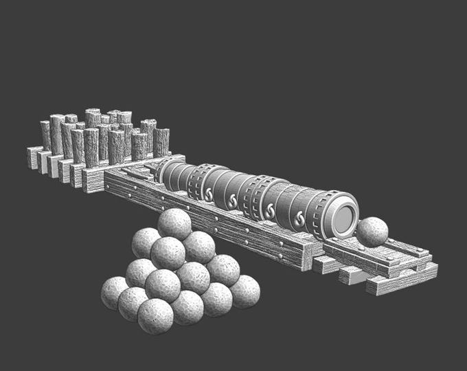 Medieval Siege Machine Large Bombard Cannon 28mm 1/56