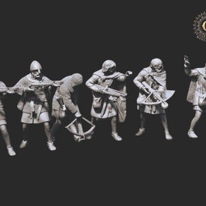 12-13thC Crossbowmen 28mm 1/56 Medieval Wargames and Collectors Figures by Reconquer Designs for Garrison Miniatures