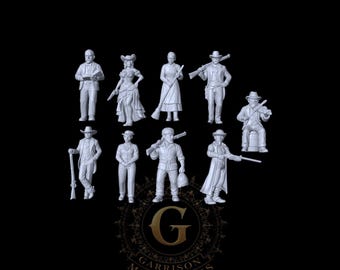 Wild West Townsfolk X9 HO/OO 1/87 Railroad Miniatures