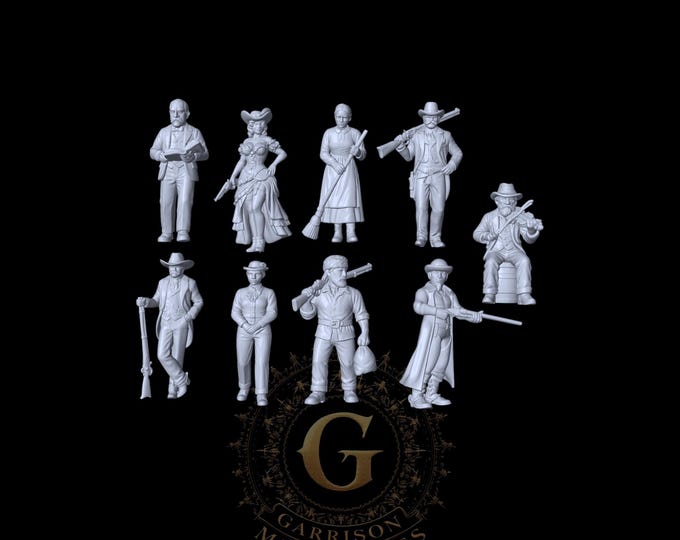 Wild West Townsfolk X9 HO/OO 1/87 Railroad Miniatures