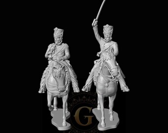 Prussian Landwehr Cavalry Command X2: 28mm Napoleonic Wargame & Display Miniatures