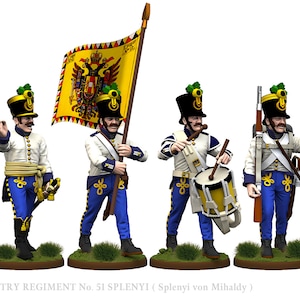 Hungarian Fusiliers Command x6 UNPAINTED 28mm Napoleonic Austrian Empire Infantry - Wargames and Collectors Figures by Garrison Miniatures