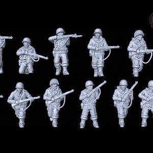 WW2 US Infantry Riflemen Set 1 - 28mm 1/56 15 Figures Wargames and Collectors Figures by 3DBreed Games for Garrison Miniatures