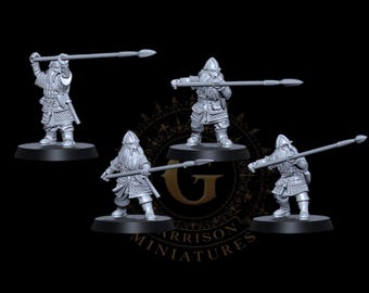 Dwarf Warriors with Spears, 28mm 1/56