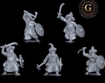 Steppe Dwarf Warriors , 28mm 1/56 X5