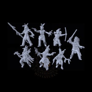 Sioux Warriors X7: Wild West 28mm or 32mm Unpainted Wargame and Display Miniatures