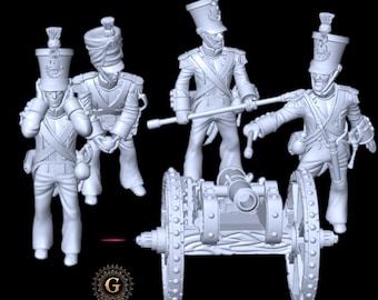 Napoleonic French Foot Artillery Set 2 28mm 1/56 Waterloo / Peninsula