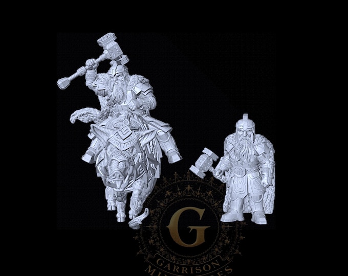 Dwarf Lord Foot & Mounted: 28mm