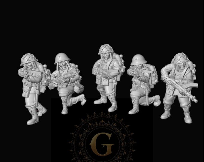 Japanese Infantry with SMGs,X5 28mm