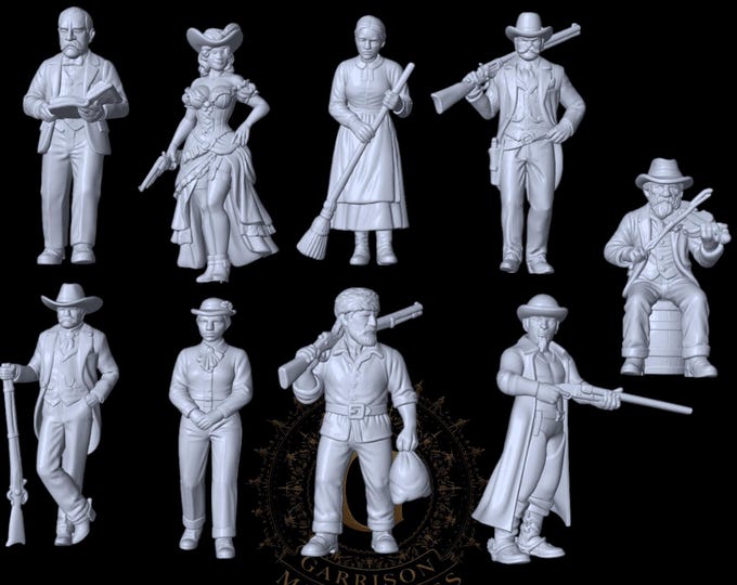HO Scale Wild West 1/87 Unpainted Resin Townsfolk Miniatures Train Layout