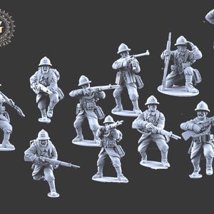 WWII French Infantry X10 figures ideal Bolt Action 28mm 1/56 Wargames and Collectors Figures by Battlecat for Garrison Miniatures