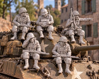 WW2 US Airborne Tank Riders x5  20mm 28mm Unpainted Resin Wargame Miniatures