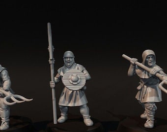 Medieval Peasant Spearmen - MESBG, LOTR 28mm 1/56