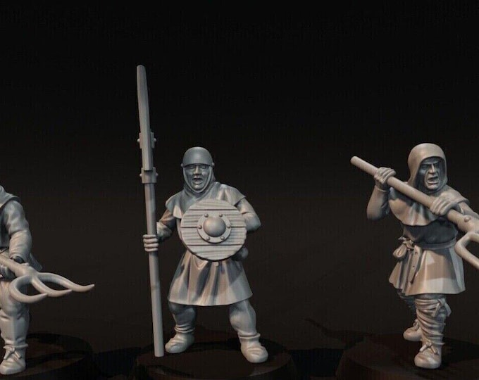 Medieval Peasant Spearmen - MESBG, LOTR 28mm 1/56