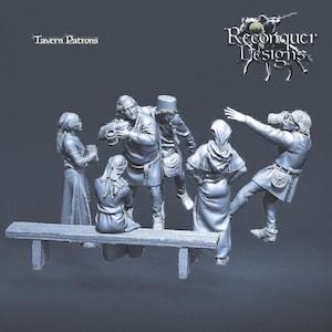 Tavern Patrons: 28mm Medieval Unpainted Resin Wargame Miniatures zdjęcie 1