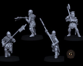 Foot Knights with 2-Hand Weapons: 28mm 1/56