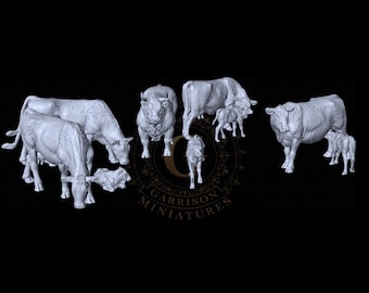 Herd of Red Devon Cattle 28mm 1/56