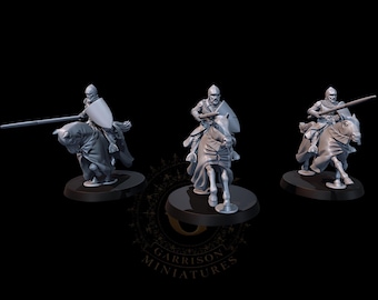 Early 14th C. Knights with Lances Charging, 28mm 1/56