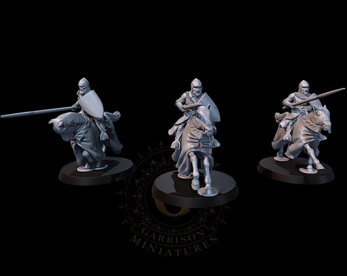 Early 14th C. Knights with Lances Charging, 28mm 1/56