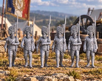 French Old Guard Grenadiers in Full Dress 28mm Napoleonic Unpainted Resin Wargame Figures