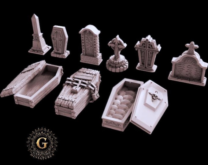 Gravestones and Coffins ideal Dioramas Wild West Wargames Terrain etc, 28mm 1/56