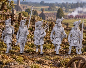 American Revolutionary War / AWI Scots Highland Infantry Command 28mm 1/56