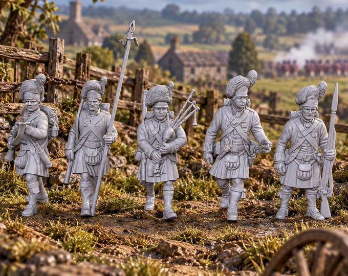 American Revolutionary War / AWI Scots Highland Infantry Command 28mm 1/56
