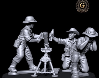 WW2 Australian Infantry Mortar Team X3 28mm or 20mm