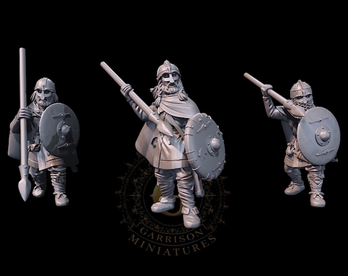 Unarmored Vendel Warriors with Spears X3:28mm