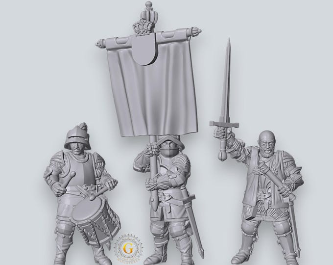 Spanish Empire Command X3 28mm Medieval Unpainted Resin Wargame Miniatures