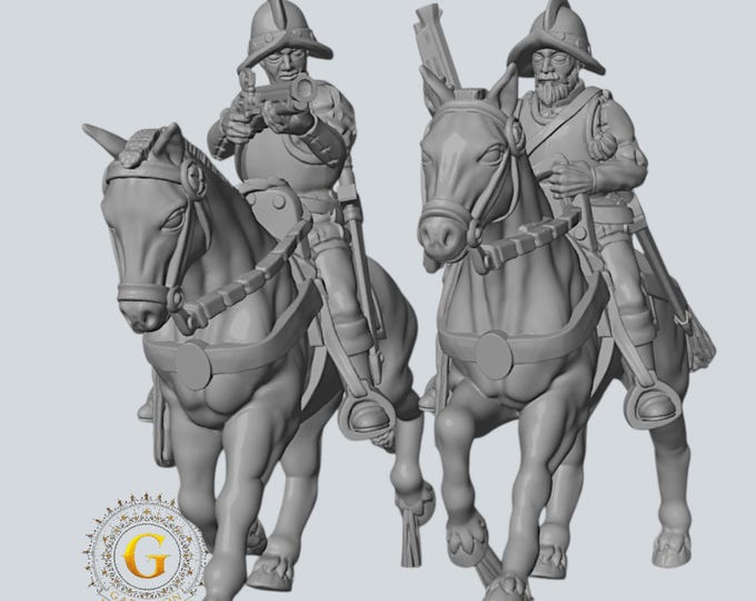 Spanish Empire Conquistadores with Matchlocks X2: 28mm Medieval Unpainted Resin Miniatures