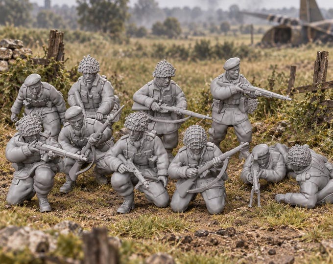 British Glider Troops Section 20mm & 28mm WW2 Unpainted Resin Miniatures