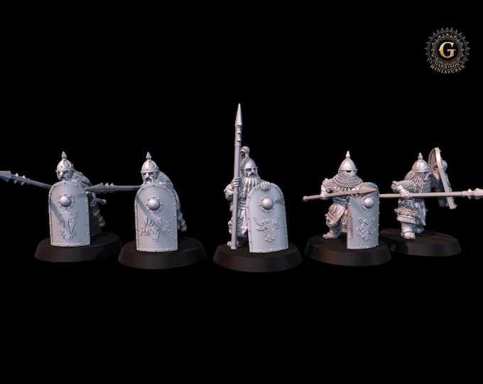 Dwarf Warriors Spears,and Tower Shields 28mm 1/56