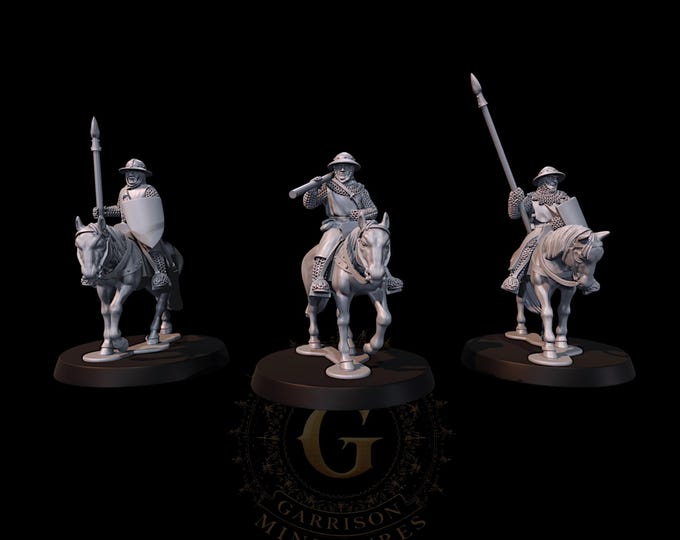Mounted Medieval Sergeants With Spears  28mm