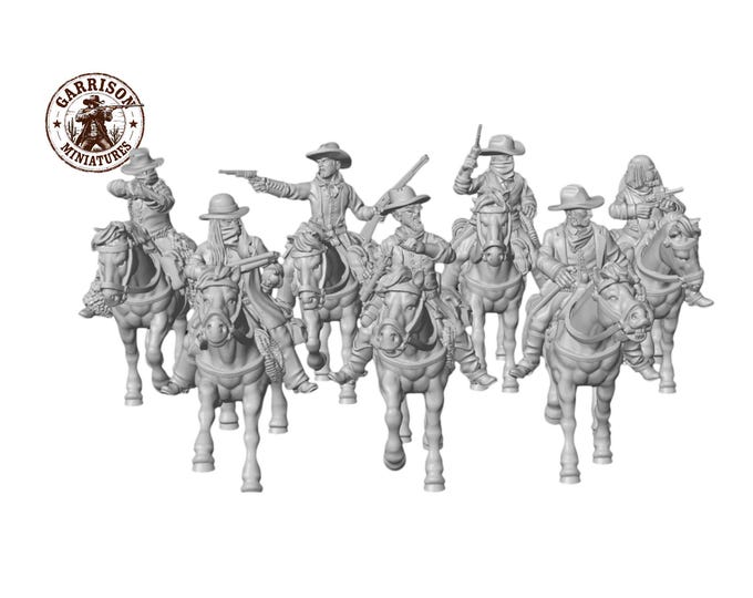HO Scale Wild West 1/87 Unpainted Resin Mounted Outlaws Miniatures Train Layout
