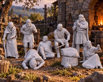 Rogues and Beggars: 28mm Medieval Unpainted Resin Wargame Miniatures
