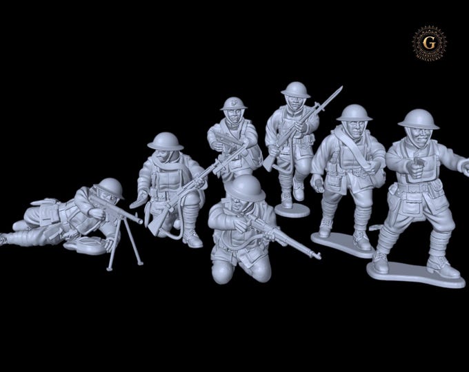 WW1 USMC American Expeditionary Force Chauchat LMGs  Belleau Wood 1918 28mm 1/56