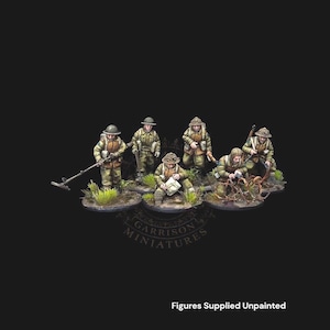 WW2 UNPAINTED Canadian Engineers ideal Bolt Action 28mm 1/56 Wargames and Collectors Figures by RKX for Garrison Miniatures