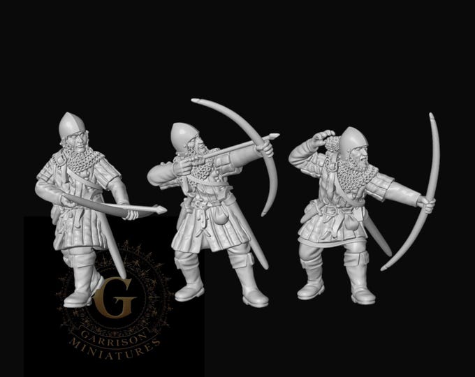 Provincial Archers X3: 28mm Medieval Unpainted Resin Wargame Miniatures