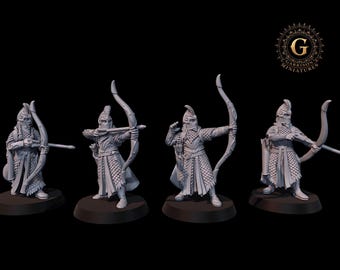 High Elf Archers X4 ideal for LOTR MESBG etc 28mm 1/56